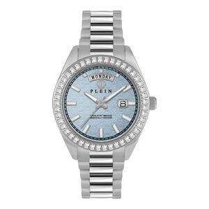 Philipp Plein Date Superlative Crystal Watch Silver Mens